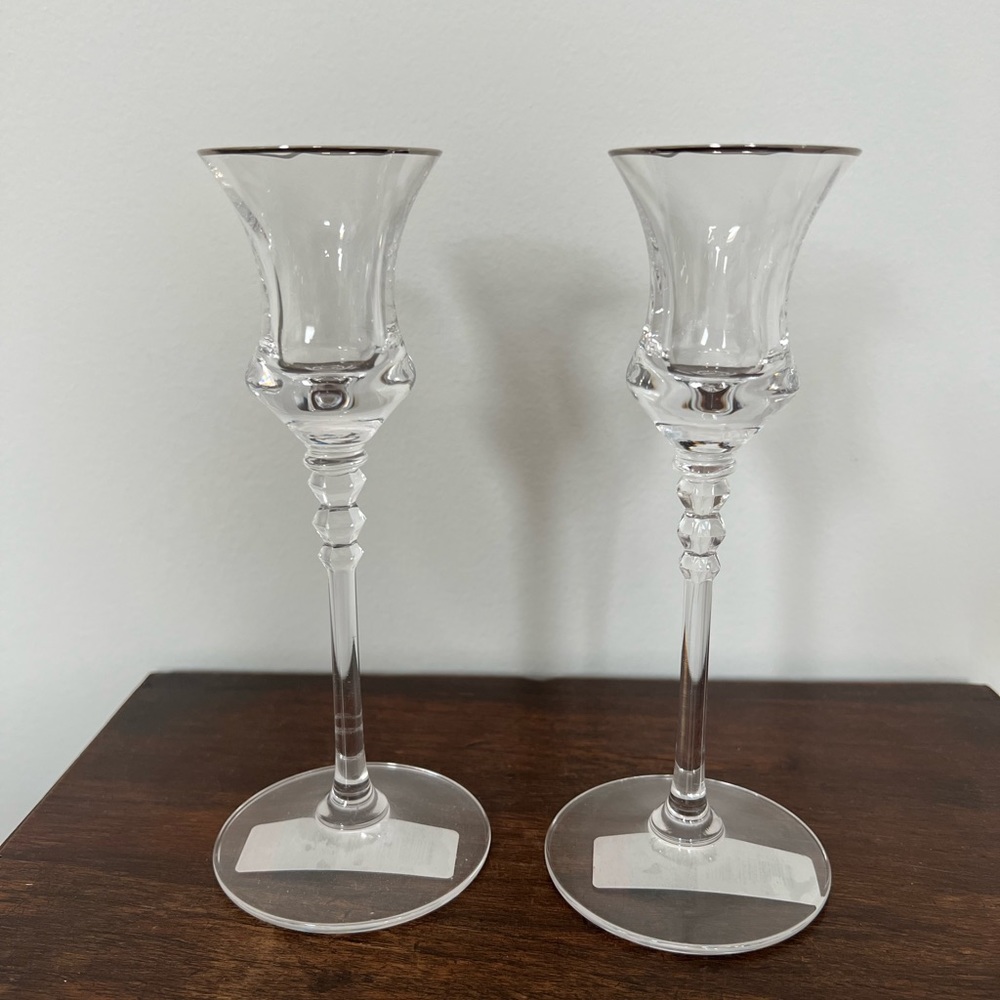 Vintage Mikasa Sonata Platinum Candlestick Set